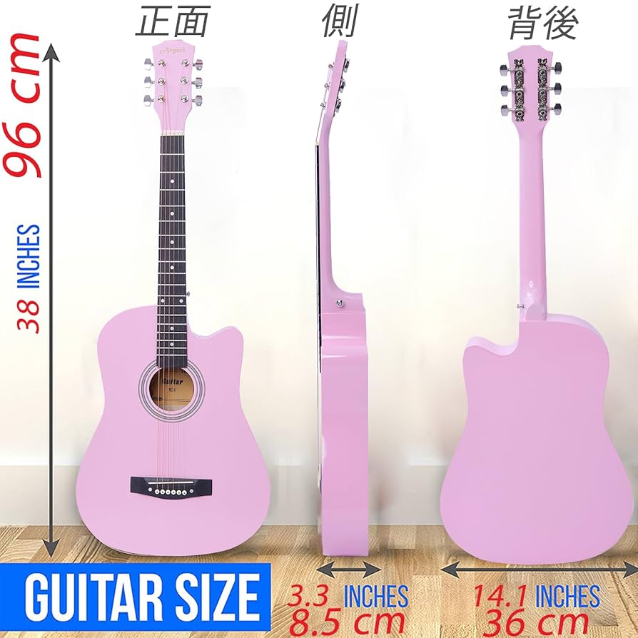 アコースティックギター　紫　Aryari Amazon | Aryari アコギ 紫 アコースティックギター 38インチ